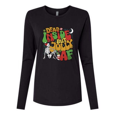 Dead Inside But Jolly Af Christmas Womens Cotton Relaxed Long Sleeve T-Shirt