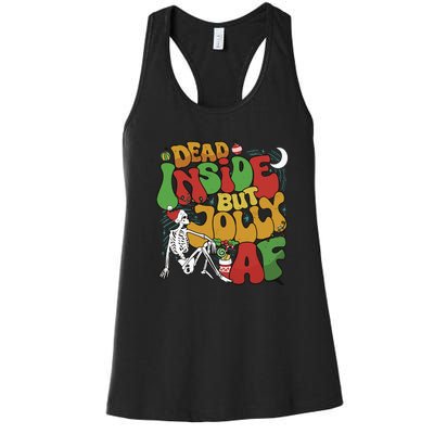 Dead Inside But Jolly Af Christmas Women's Racerback Tank