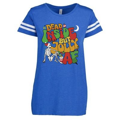 Dead Inside But Jolly Af Christmas Enza Ladies Jersey Football T-Shirt