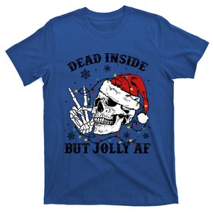 Dead Inside But Jolly Af Skull Santa Light Skeleton Pajamas Gift T-Shirt