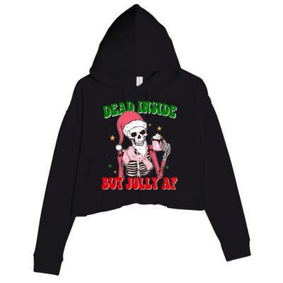 Dead Inside But Jolly Af Skulls Christmas Christmas Skulls Meaningful Gift Crop Fleece Hoodie