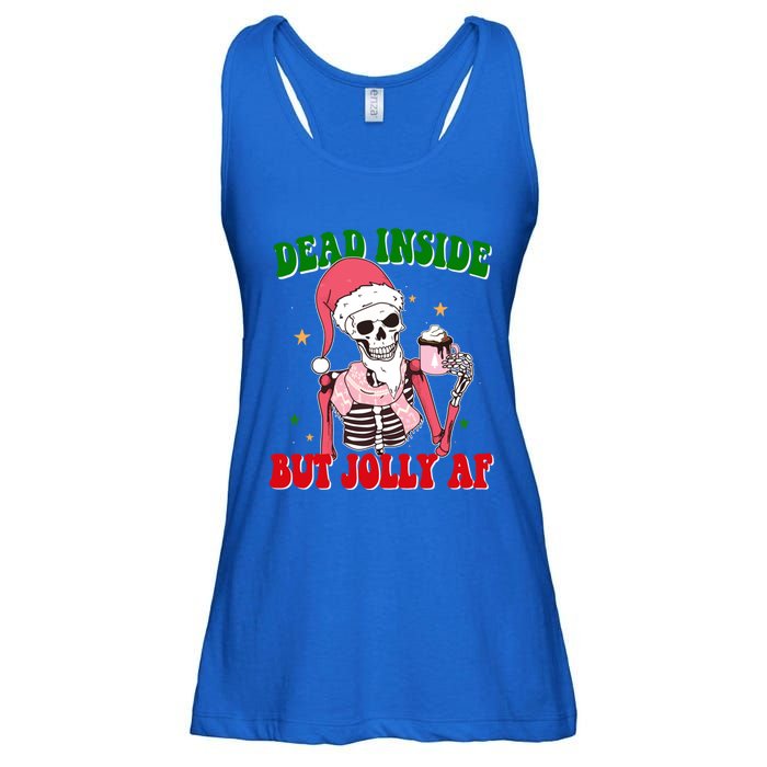 Dead Inside But Jolly Af Skulls Christmas Christmas Skulls Meaningful Gift Ladies Essential Flowy Tank