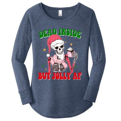 Dead Inside But Jolly Af Skulls Christmas Christmas Skulls Meaningful Gift Women's Perfect Tri Tunic Long Sleeve Shirt