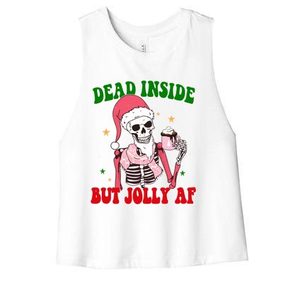 Dead Inside But Jolly Af Skulls Christmas Christmas Skulls Meaningful Gift Women's Racerback Cropped Tank