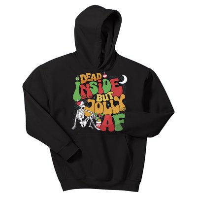 Dead Inside But Jolly Af Christmas Holiday Kids Hoodie