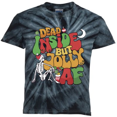 Dead Inside But Jolly Af Christmas Holiday Kids Tie-Dye T-Shirt