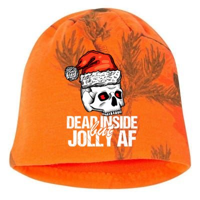 Dead Inside But Jolly Af Xmas Sarcastic Skeleton Skull Gift Kati - Camo Knit Beanie