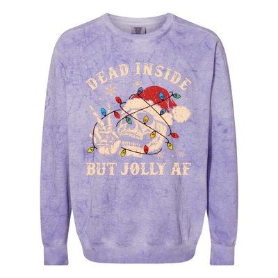 Dead Inside But Jolly Af Funny Skeleton Lights Christmas Sweatshirt Colorblast Crewneck Sweatshirt