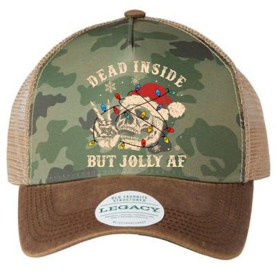 Dead Inside But Jolly Af Funny Skeleton Lights Christmas Sweatshirt Legacy Tie Dye Trucker Hat