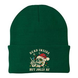 Dead Inside But Jolly Af Funny Skeleton Lights Christmas Sweatshirt Knit Cap Winter Beanie