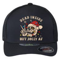 Dead Inside But Jolly Af Funny Skeleton Lights Christmas Sweatshirt Flexfit Unipanel Trucker Cap