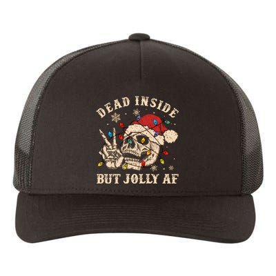 Dead Inside But Jolly Af Funny Skeleton Lights Christmas Sweatshirt Yupoong Adult 5-Panel Trucker Hat