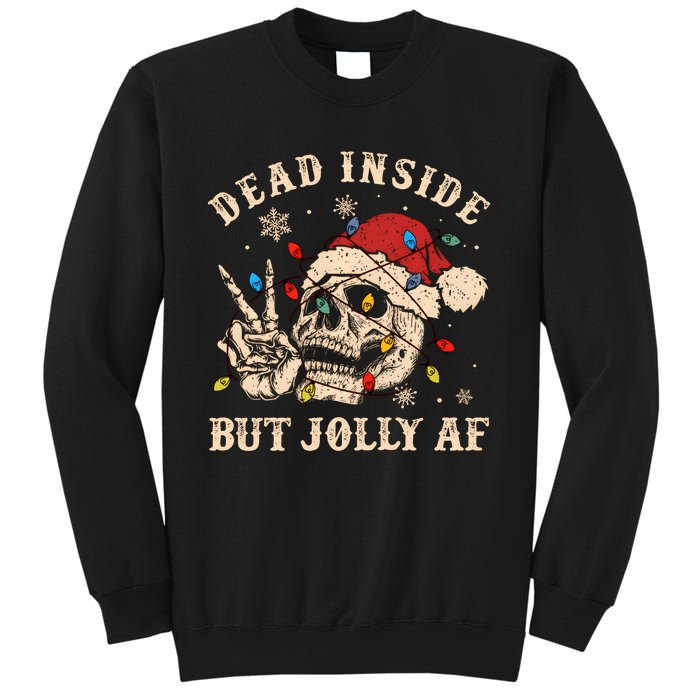 Dead Inside But Jolly Af Funny Skeleton Lights Christmas Sweatshirt Sweatshirt