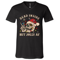 Dead Inside But Jolly Af Funny Skeleton Lights Christmas Sweatshirt V-Neck T-Shirt