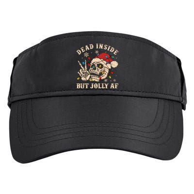 Dead Inside But Jolly Af Funny Skeleton Lights Christmas Sweatshirt Adult Drive Performance Visor