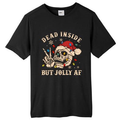 Dead Inside But Jolly Af Funny Skeleton Lights Christmas Sweatshirt Tall Fusion ChromaSoft Performance T-Shirt