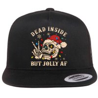 Dead Inside But Jolly Af Funny Skeleton Lights Christmas Sweatshirt Flat Bill Trucker Hat