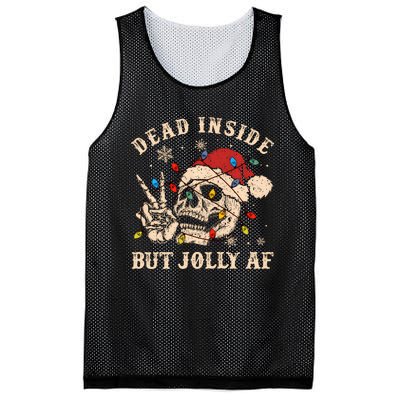 Dead Inside But Jolly Af Funny Skeleton Lights Christmas Sweatshirt Mesh Reversible Basketball Jersey Tank