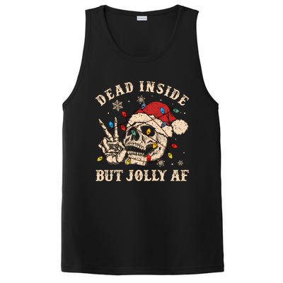 Dead Inside But Jolly Af Funny Skeleton Lights Christmas Sweatshirt PosiCharge Competitor Tank