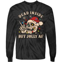 Dead Inside But Jolly Af Funny Skeleton Lights Christmas Sweatshirt Tie-Dye Long Sleeve Shirt