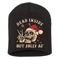 Dead Inside But Jolly Af Funny Skeleton Lights Christmas Sweatshirt Short Acrylic Beanie