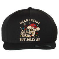 Dead Inside But Jolly Af Funny Skeleton Lights Christmas Sweatshirt Wool Snapback Cap