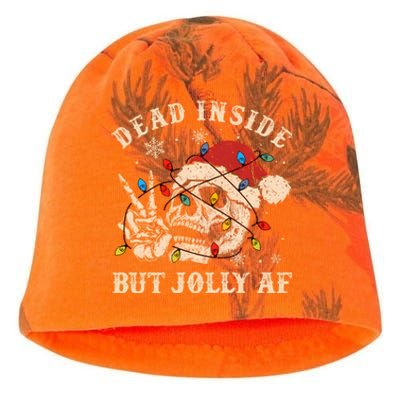 Dead Inside But Jolly Af Funny Skeleton Lights Christmas Sweatshirt Kati - Camo Knit Beanie