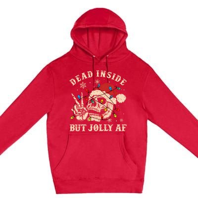 Dead Inside But Jolly Af Funny Skeleton Lights Christmas Sweatshirt Premium Pullover Hoodie