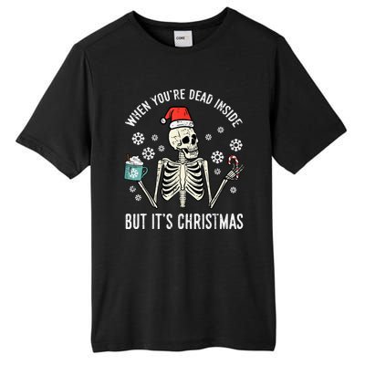 Dead Inside But Its Christmas Skeleton Coffee Xmas Tall Fusion ChromaSoft Performance T-Shirt