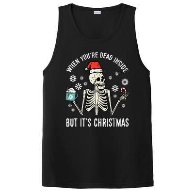 Dead Inside But Its Christmas Skeleton Coffee Xmas PosiCharge Competitor Tank