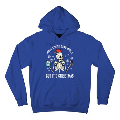 Dead Inside But Its Christmas Skeleton Coffee Xmas Hoodie