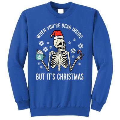 Dead Inside But Its Christmas Skeleton Coffee Xmas Sweatshirt