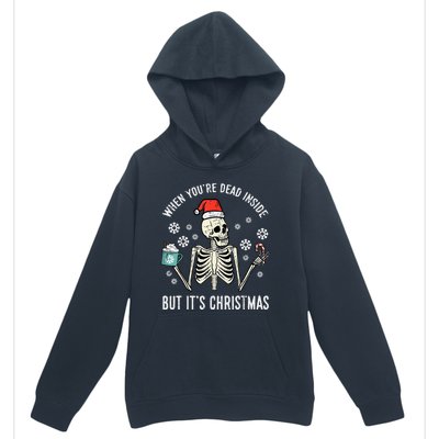 Dead Inside But Its Christmas Skeleton Coffee Xmas Urban Pullover Hoodie