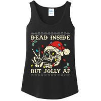 Dead Inside But Jolly AF Skeleton Santa Christmas   Ladies Essential Tank