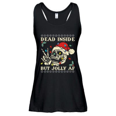 Dead Inside But Jolly AF Skeleton Santa Christmas   Ladies Essential Flowy Tank