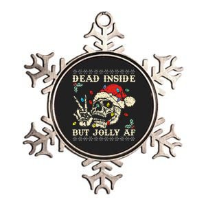 Dead Inside But Jolly AF Skeleton Santa Christmas   Metallic Star Ornament