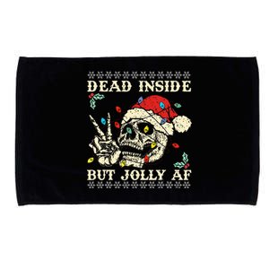 Dead Inside But Jolly AF Skeleton Santa Christmas   Microfiber Hand Towel