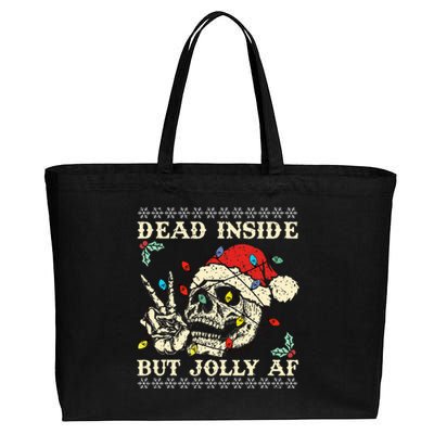 Dead Inside But Jolly AF Skeleton Santa Christmas   Cotton Canvas Jumbo Tote