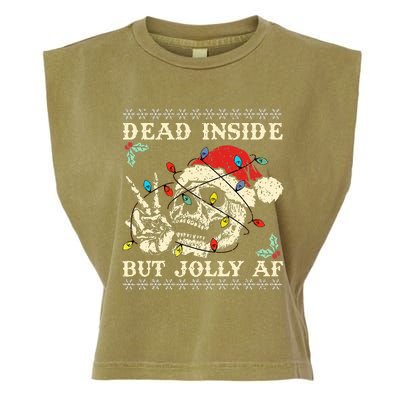 Dead Inside But Jolly AF Skeleton Santa Christmas   Garment-Dyed Women's Muscle Tee