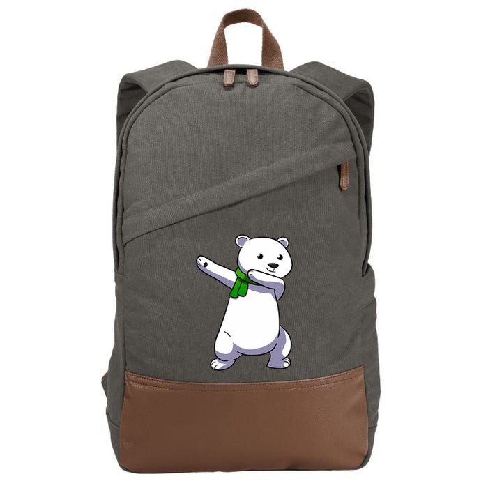 Dabbing Ice Bear Christmas Dab Polar Bear Cotton Canvas Backpack