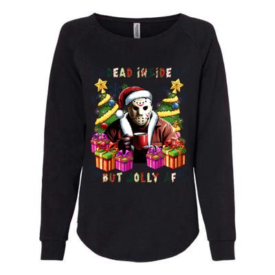 Dead Inside But Jolly Af Voorhees Christmas Womens California Wash Sweatshirt