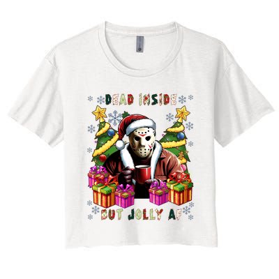 Dead Inside But Jolly Af Voorhees Christmas Women's Crop Top Tee