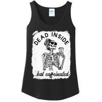 Dead Inside But Caffeinated Skeleton Coffee Lover Bleached Ladies Essential Tank