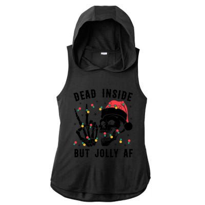 Dead Inside But Jolly Christmas Sarcastic Skeleton Skull Meaningful Gift Ladies PosiCharge Tri-Blend Wicking Draft Hoodie Tank