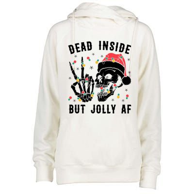 Dead Inside But Jolly Christmas Sarcastic Skeleton Skull Meaningful Gift Womens Funnel Neck Pullover Hood