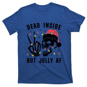 Dead Inside But Jolly Christmas Sarcastic Skeleton Skull Meaningful Gift T-Shirt