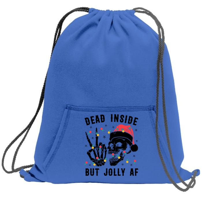 Dead Inside But Jolly Christmas Sarcastic Skeleton Skull Meaningful Gift Sweatshirt Cinch Pack Bag