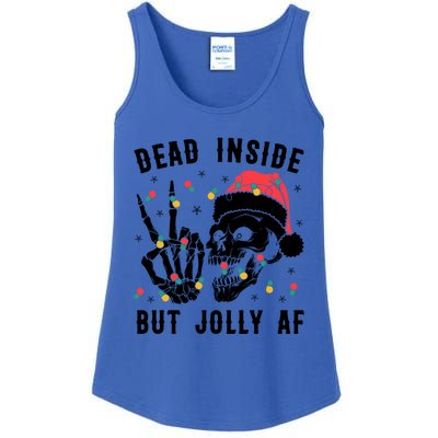 Dead Inside But Jolly Christmas Sarcastic Skeleton Skull Meaningful Gift Ladies Essential Tank