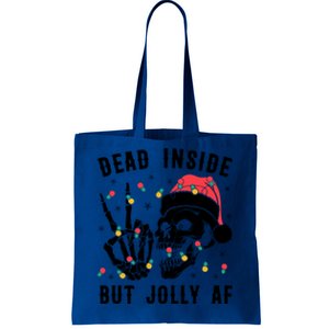 Dead Inside But Jolly Christmas Sarcastic Skeleton Skull Meaningful Gift Tote Bag