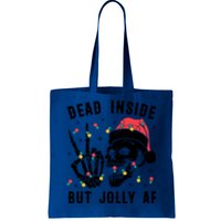 Dead Inside But Jolly Christmas Sarcastic Skeleton Skull Meaningful Gift Tote Bag